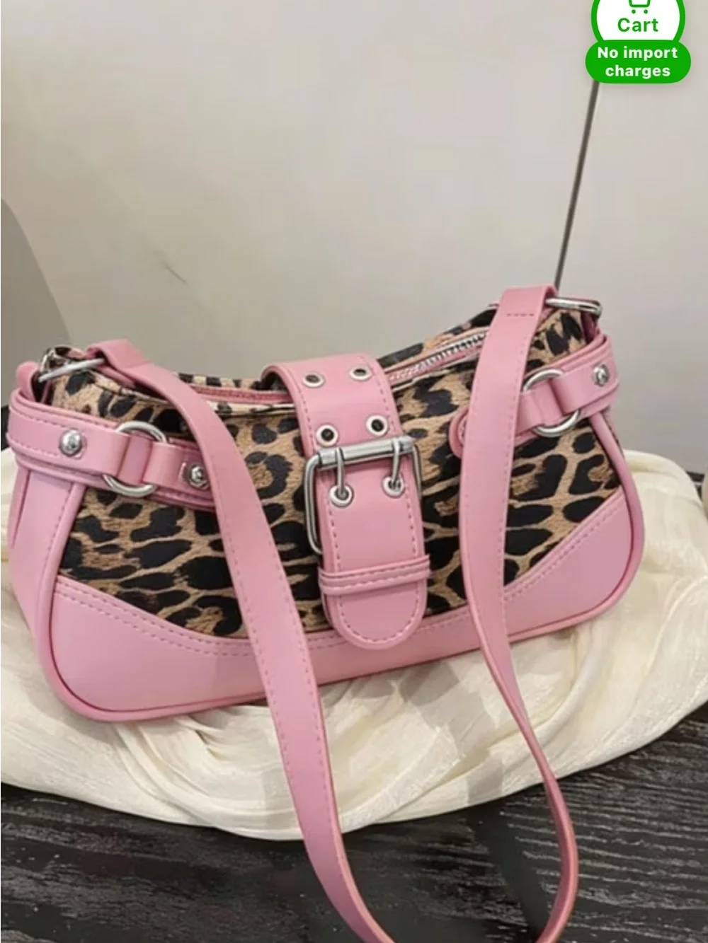 Pink Leopard Print Shoulder Bag - Stylish Women’s Handbag